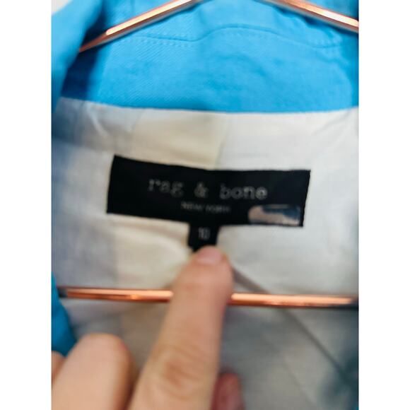 RAG & BONE Blue Linen Front Button Closure Fletcher Linen Blazer Coat Size 10 - Picture 8 of 16